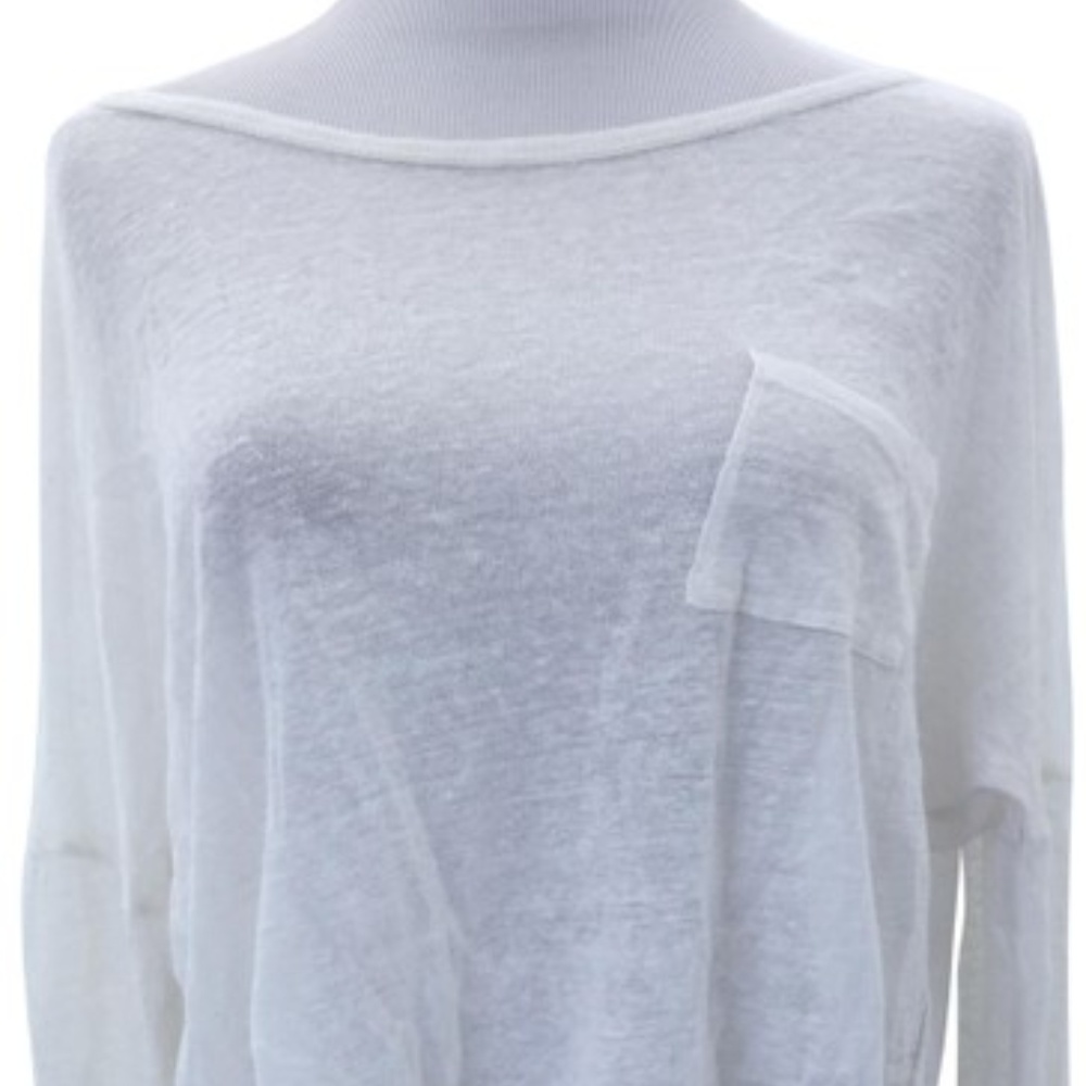 Vince Semi-sheer Long Sleeve White Sweater